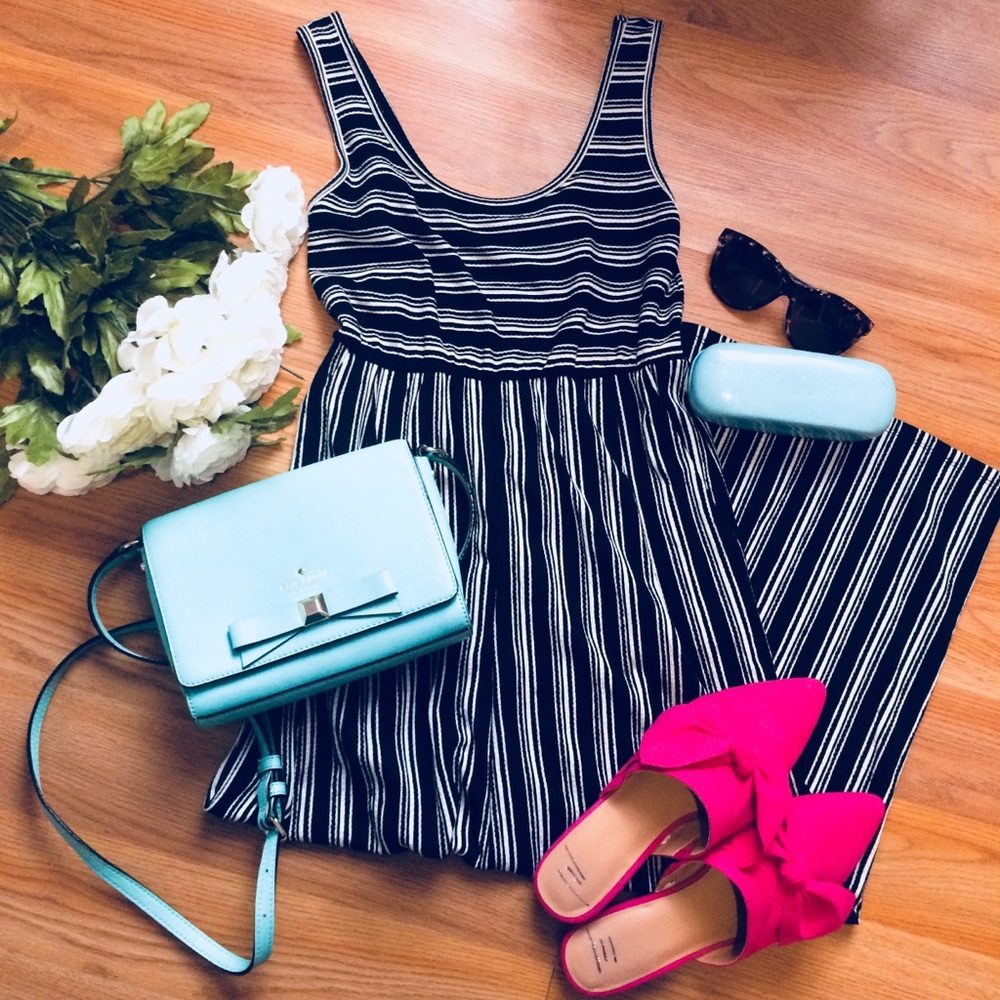 Beautiful black and white stripe midi dress